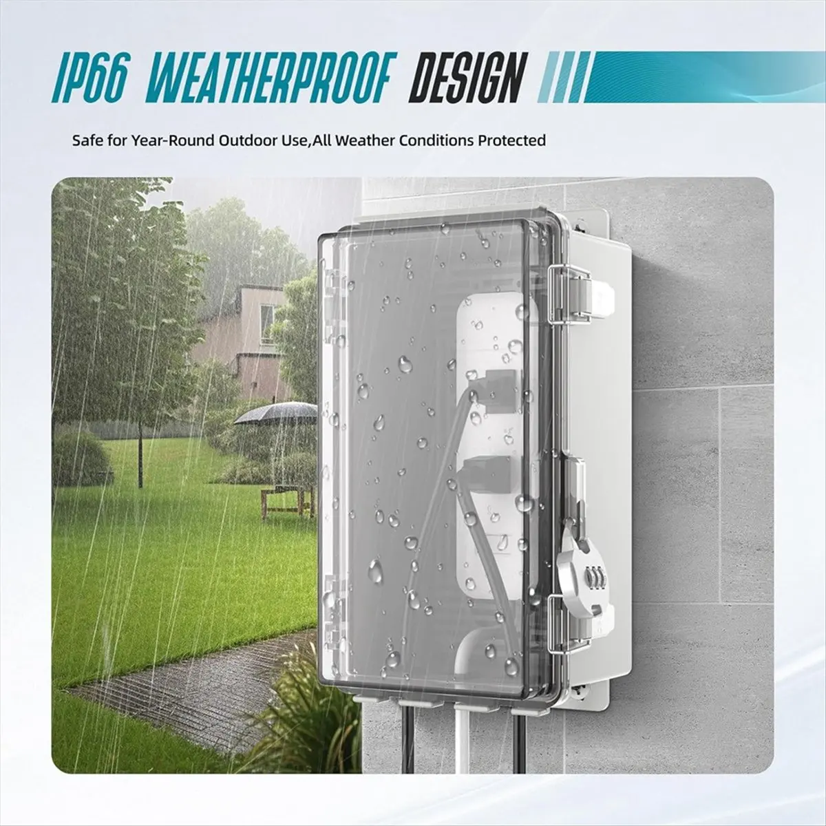 (ABGQ) Outdoor Extension Cord Cover, 9x5x4.3inch IP66 Outside Waterproof Outdoor Electrical Box Outlet Plug Cover