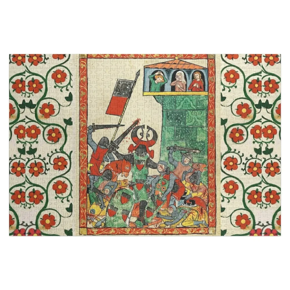 

COUNT ALBRECHT II IN BATTLE ,FIGHTING MEDIEVAL KNIGHTS AND RED WILD ROSES Jigsaw Puzzle Custom Gift Photo Puzzle