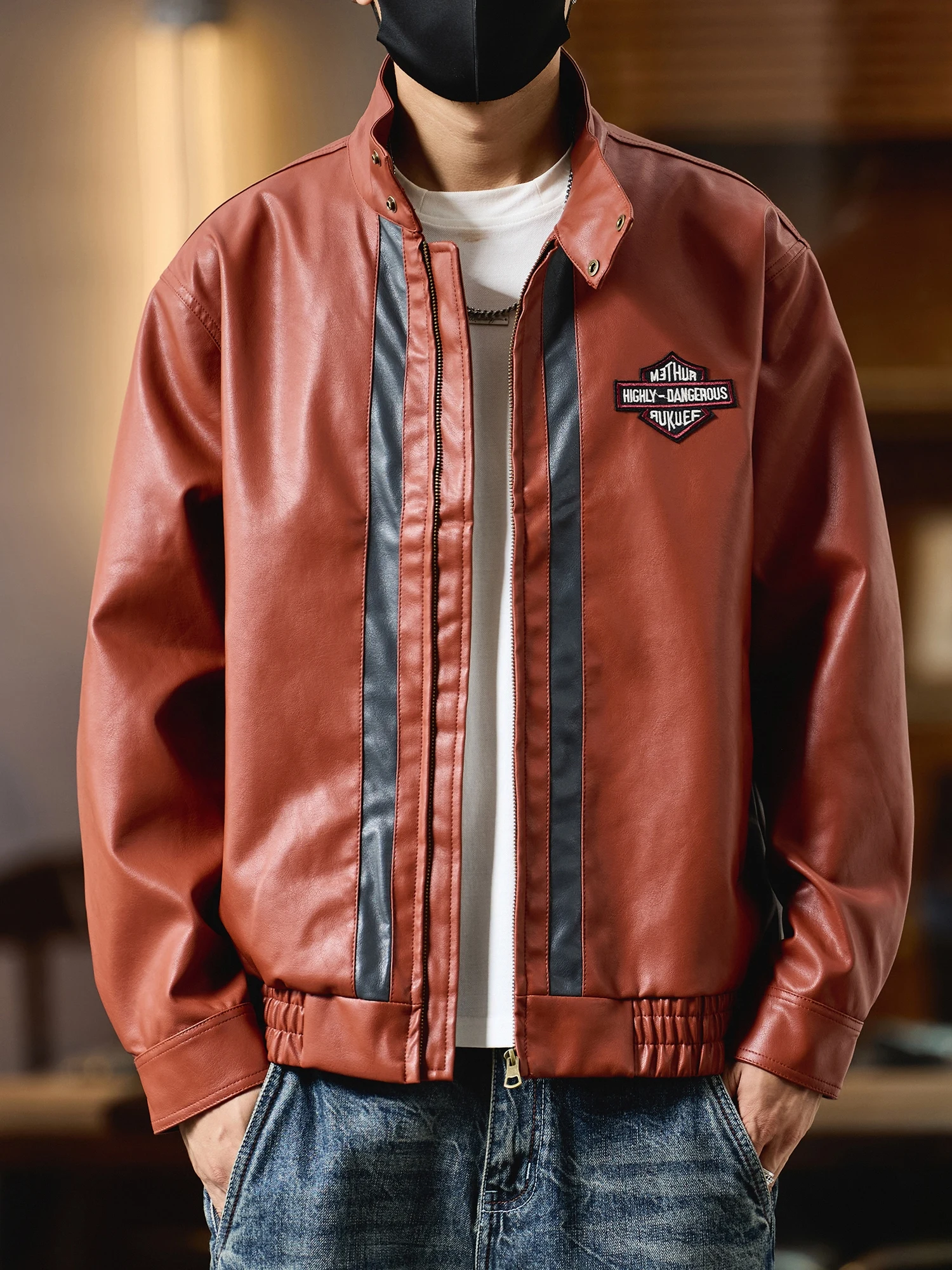 

Wild Knight Men's Casual Sle Patchwork Color Blo Pilot Jaet Outerwear Autumn Winter New Trend Brand Leisure Workwear