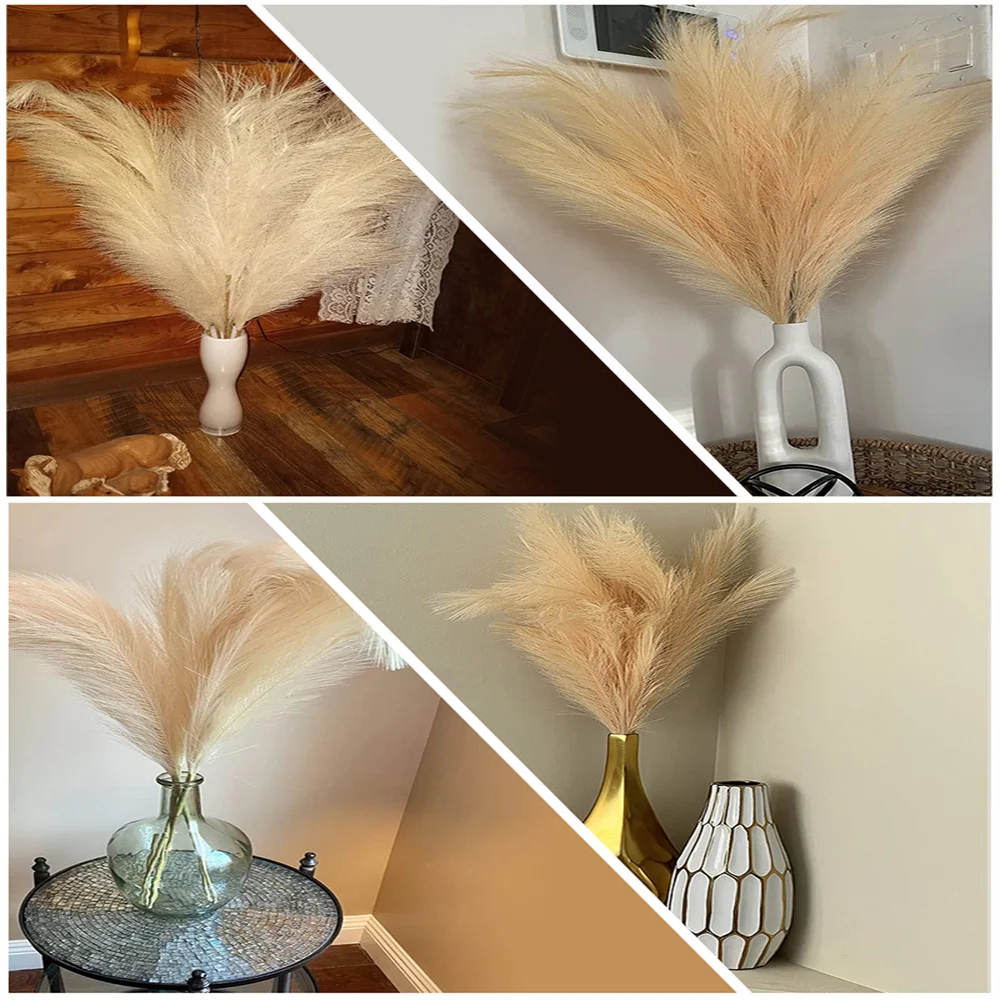 96 cm hohe künstliche Pampasgras-Blume, flauschiges Kunstrohr für Bodenvasenfüllung, Boho-Deko für Zuhause, Hochzeit, Partydekoration – Detail 3