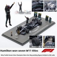 1:43 custom dirty version 7-champion  2020 Turkish Grand Prix winner Mercedes W11 resin car model,adult figurine,boy toy