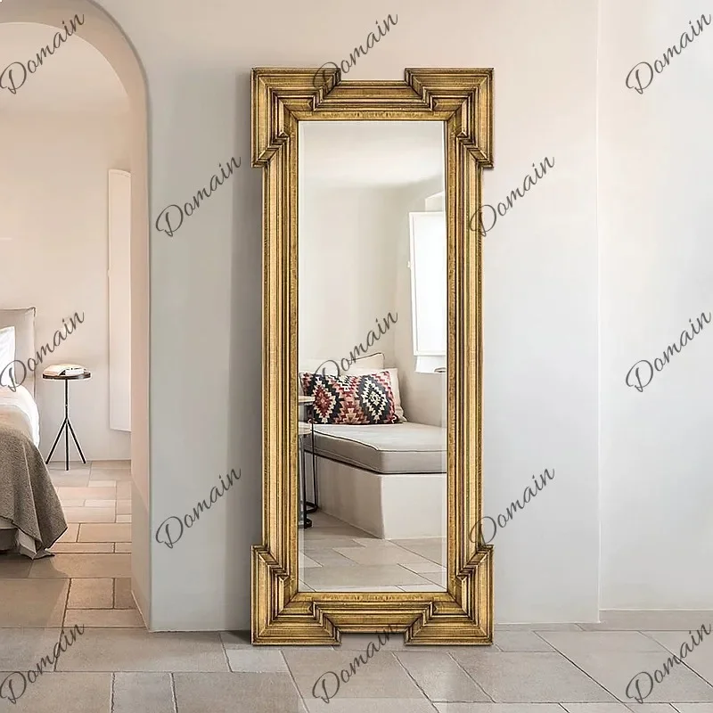 BJ Vintage European Square Full Length Floor Mirror Antique Dressing Wall Mounted For Bedroom & Living