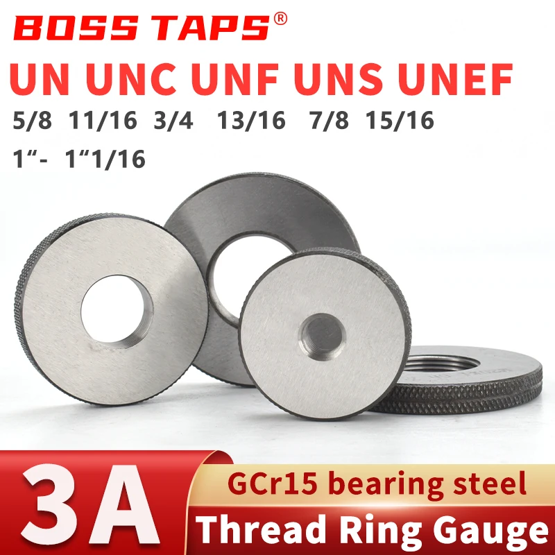 

1 компл. (1*GO+1*NOGO) 3A 5/8 11/16 3/4 13/16 7/8 15/16 UN/UNC/UNF/UNS/UNEF Американский стандартный кольцевой калибр с тонкой резьбой