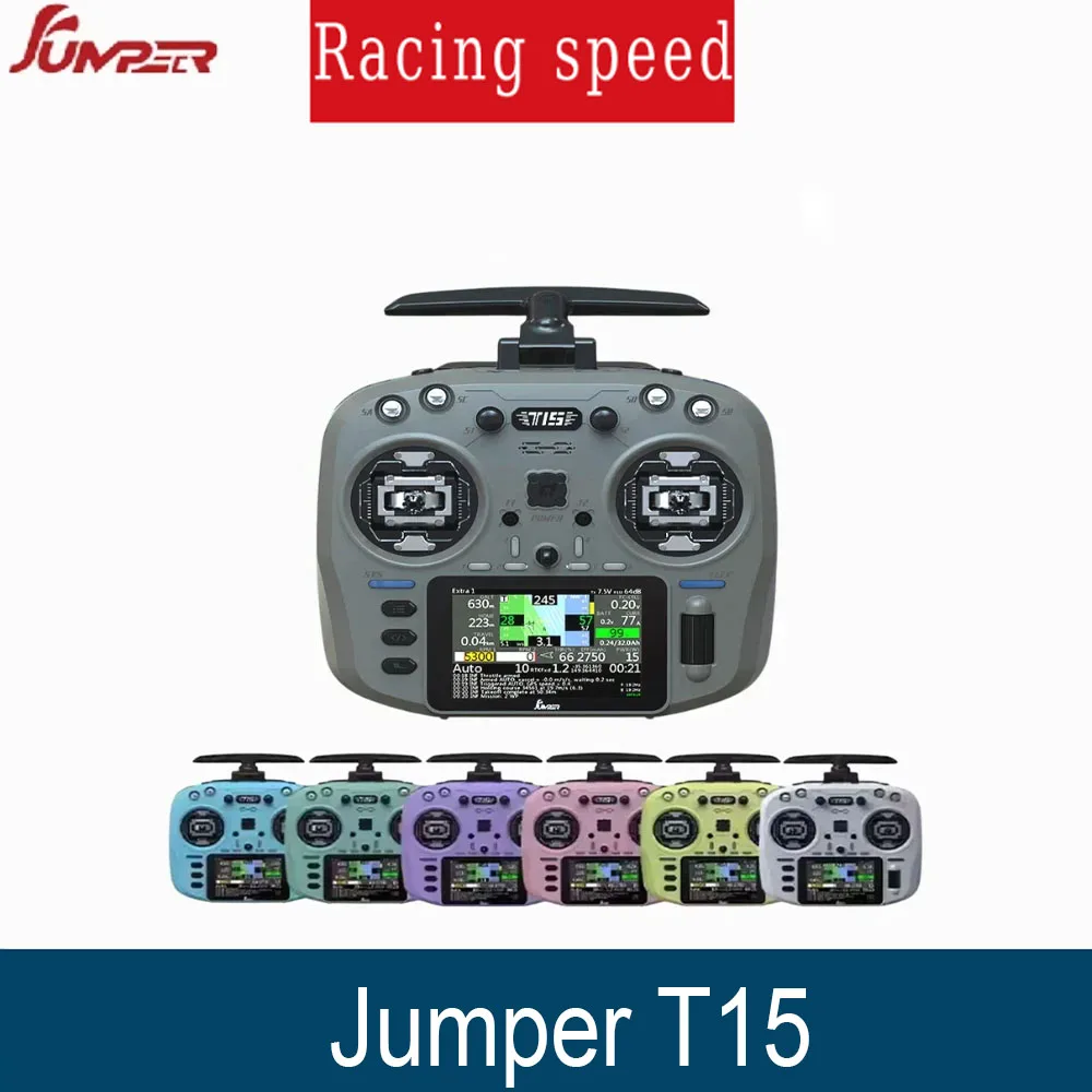 

Jumper T15 2,4 ГГц/915 МГц радиоконтроллер ELRS 1000 МВт с 3,5-дюймовым сенсорным экраном датчика Холла подходит для радиоуправляемых дронов дальнего действия