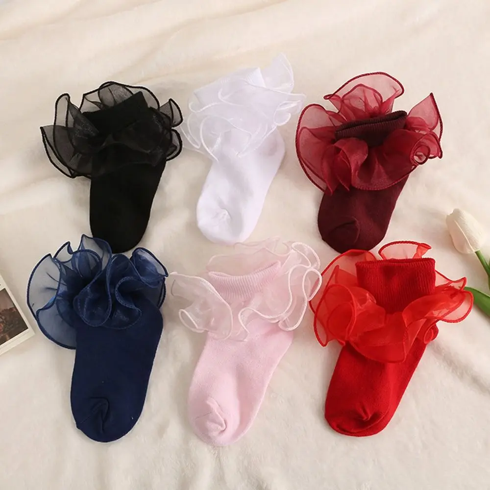 

Модные хлопковые детские танцевальные носки с рюшами, мягкие милые носки в стиле Лолита для девочек и малышей