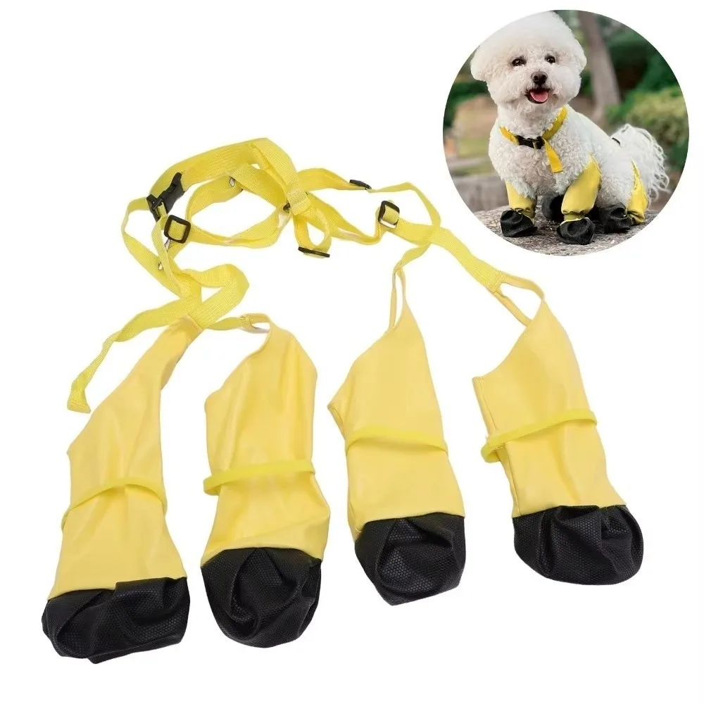 New Waterproof Dog Suspender Boots Anti-Slip Dirty-proof Dog Rain Boots Adjustable Fit Pet Paw Protector Dog Accessories