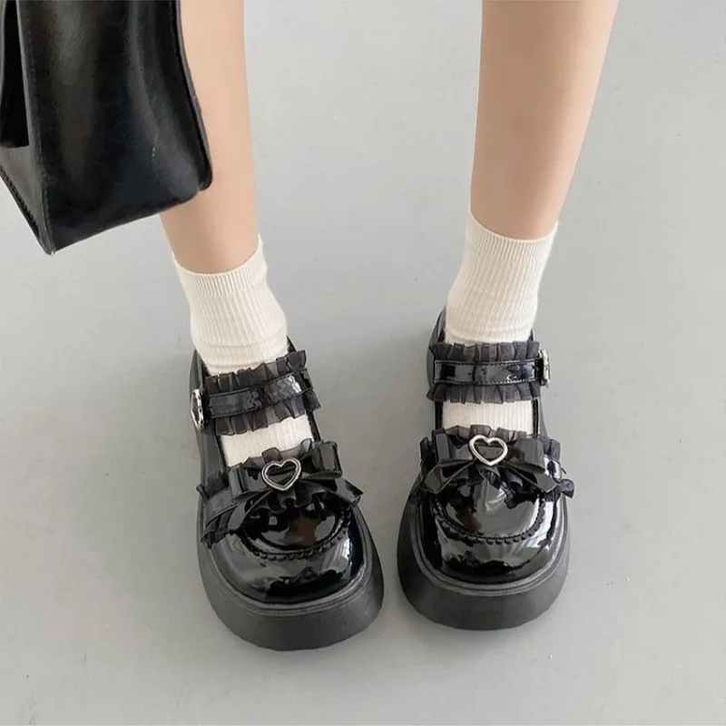 

Cute Girl Lolita Shoes JK Uniform Pumpd Mary Jane Dress Cosplay Heel Beige Black Women Loafers Platform Shoes Zapatos De Mujer