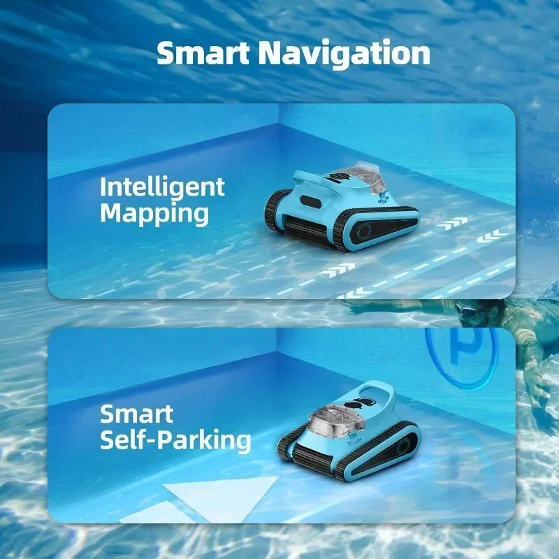 Aspirapolvere per piscina HISION per piscine interrate: aspirapolvere per piscina Robot Cordless con gancio arrampicata automatica a parete sottovuoto