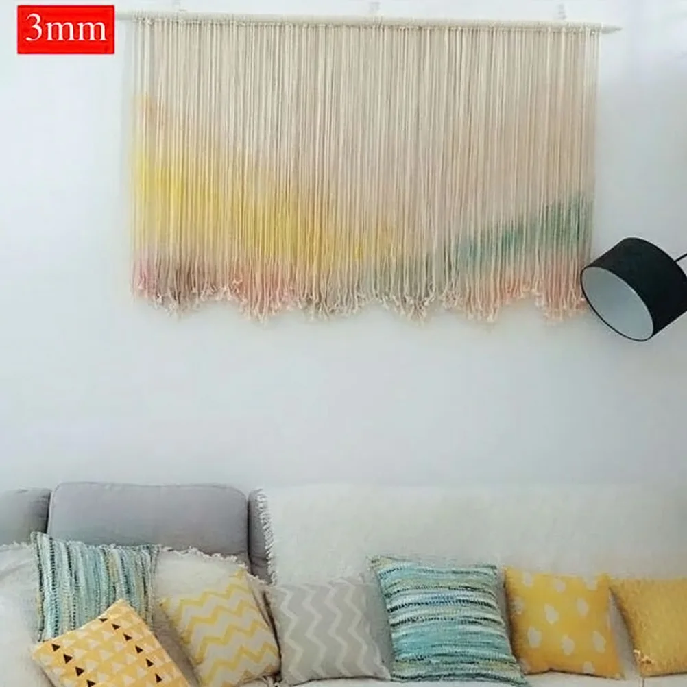 

200m Natural Cotton Rope 3mm Unstained Cream Color for DIY Handmade Macrame Plant Hangers Wall Hanging Braided Cotton Cord