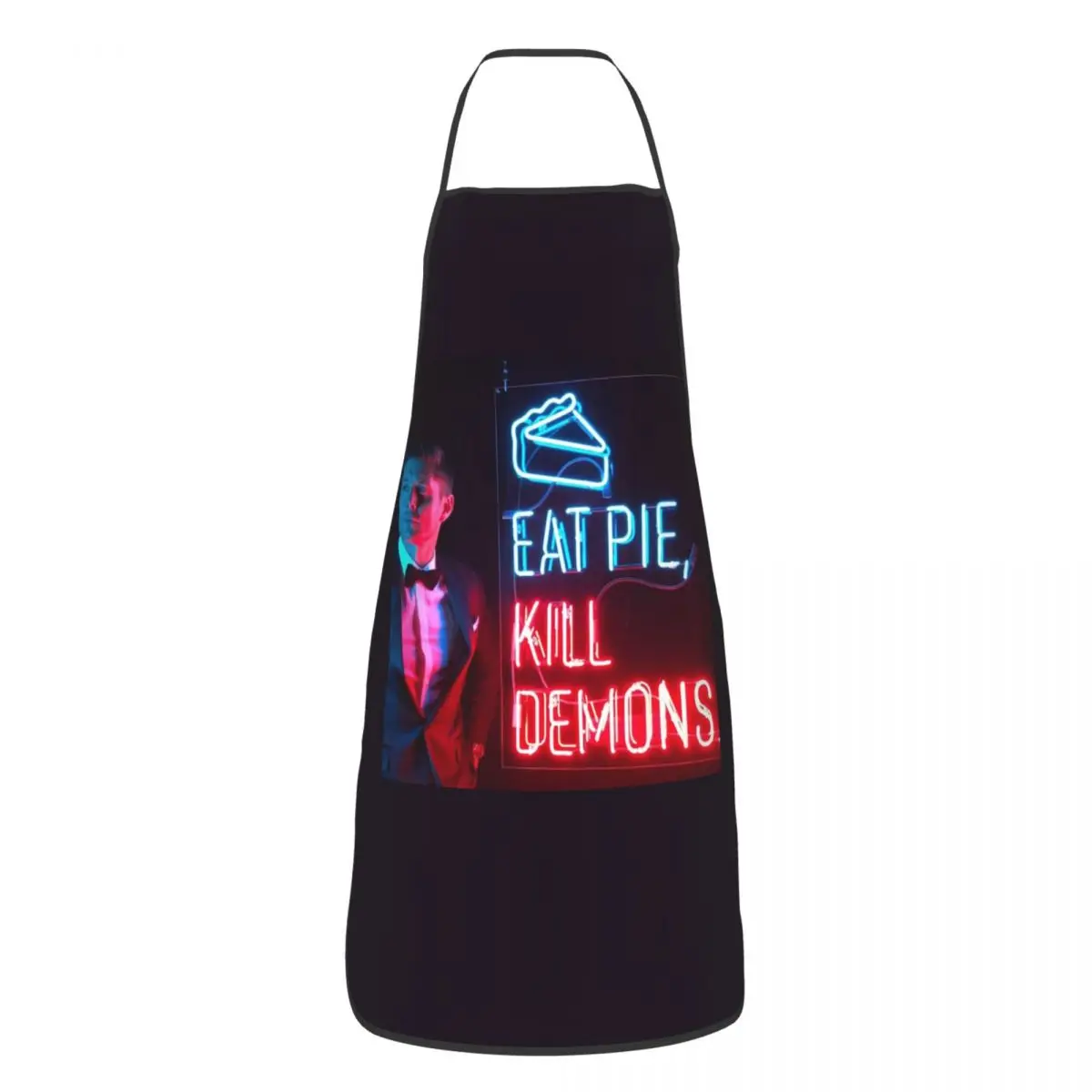 Eat Pie, Kill Demons Apron Chef Cooking Cuisine Tablier Waterproof Bib Kitchen Cleaning Pinafore for Women Men Painting