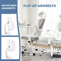 JHK Mesh Ergonomic Office Computer Desk Chair Flip-up Arms Adjustable Headrests Comfortable Lumbar Support For Home Office 5