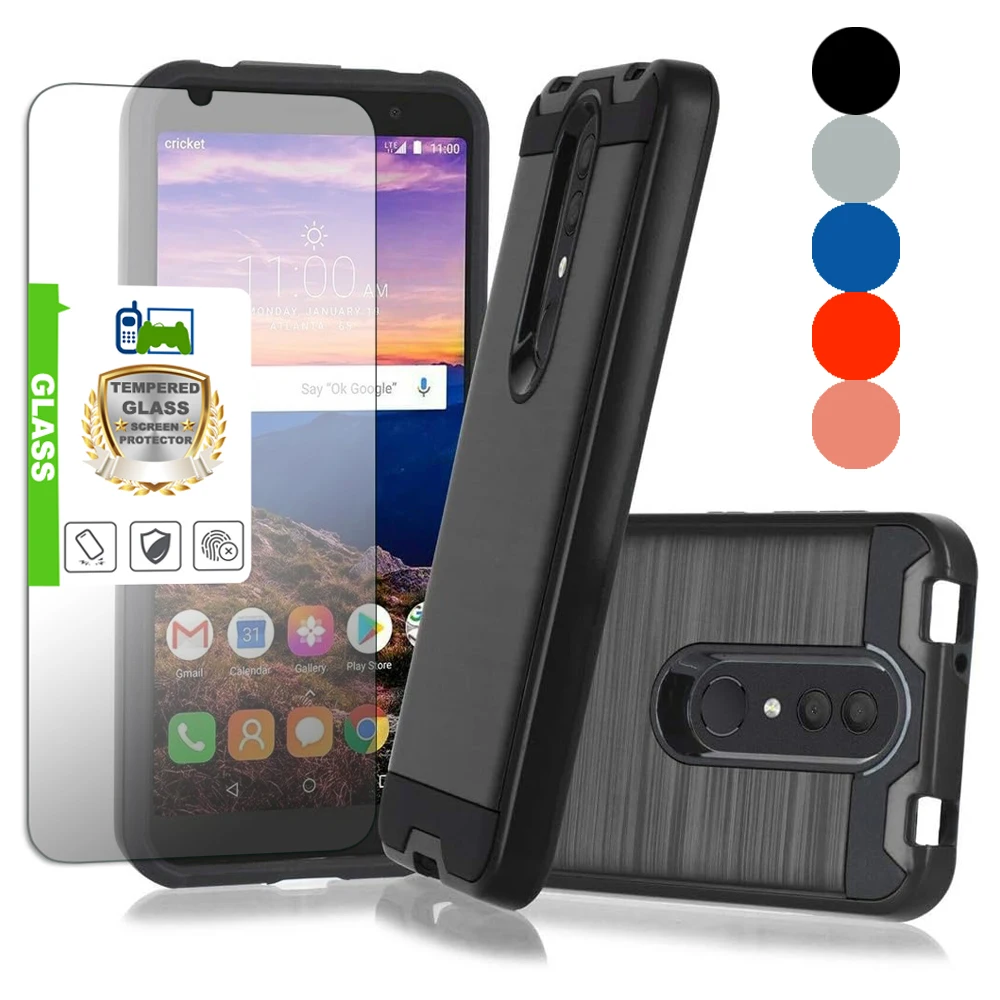 For Alcatel Onyx 5008R Case, TCL A1X A503DL, 1x 2019/Revvl 2/Alcatel 3 Shockproof Hybrid Rugged Armor Cover+Tempered Glass