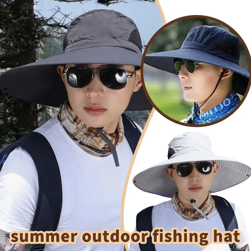 Large-Brimmed Sun Hat Summer 15cm Men's And Women's Hat Shade Hat Breathable Mesh Sun Wide-Brimmed Uv Outdoor X8A7