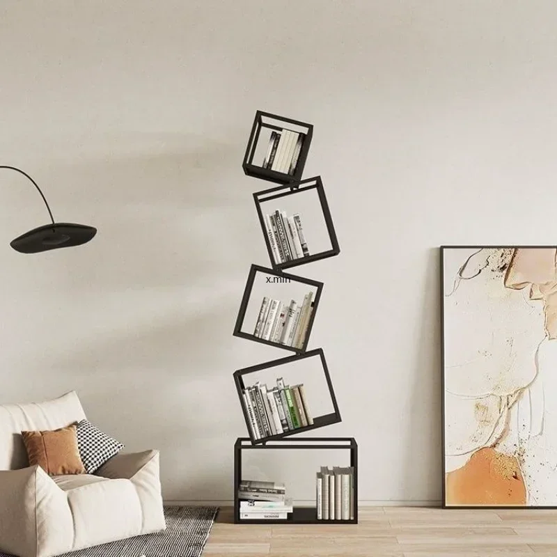 Irregular Corner Vertical Bookshelf Floor To Floor Storage Shelf Minimalist Living Room Iron Corner Bookshelf Home Decoration