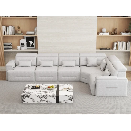 #Modular Sectional Sofa Set Power Recliner Sofa Bed Modern Design Eco-Friendly Polyester Fabric Durable