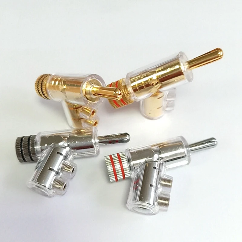 Self-Locking Banana Plug  Hi-End Copper Speaker Terminal Connector Audio Amplifier Y-Shaped Adapter Rhodium Plated 1Pair