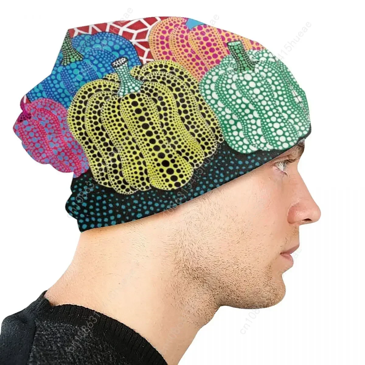 للجنسين شتاء دافئ بونيه أوم قبعات متماسكة الهيب هوب ثلاثة Polkadot اليقطين الفن قبعة قبعة في الهواء الطلق التزلج يايوي كوساما بيني قبعات