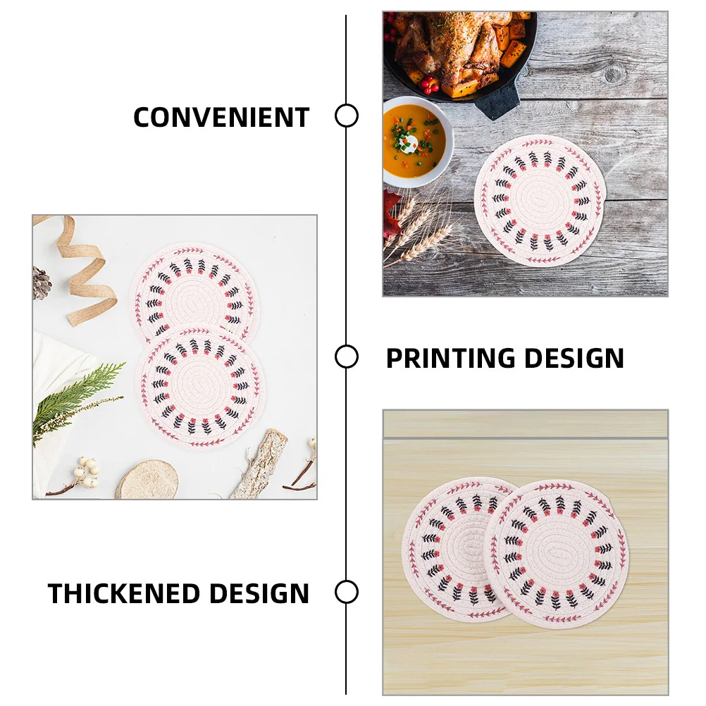 

4Pcs Round Woven Coasters Heat Resistant Cup Mat for Hot and Cold Drinks Table Protection Decorative Home Accessories Set