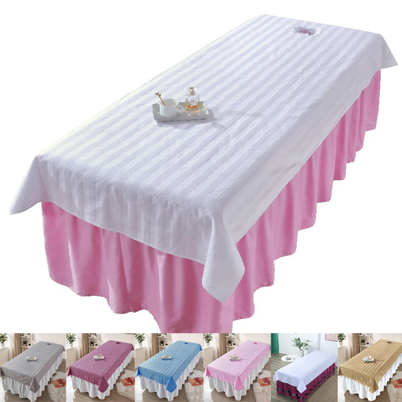 

Reusable Anti Fouling Beauty Massage Table Sheet Breathable Pure Cotton with Face Hydrotherapy Care Bed Cover Soft and Washable