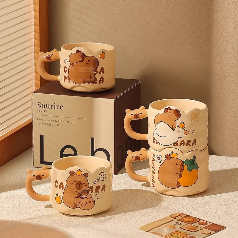 

Cute Capybara Ceramic Mug, 350ml Funny Animal Coffee Cup with Handle, Gift for Her, Office & Home Use