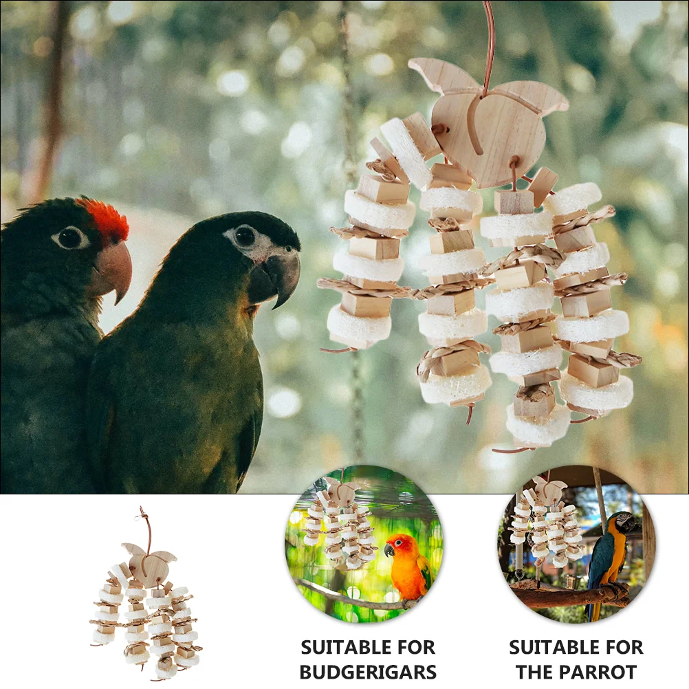 Juguete de madera para pájaros, juguete de cuerda para morder loros, juguete para mascotas, juguete para rechinar dientes de pájaro, juguete para morder pájaros, juguete para masticar mascotas