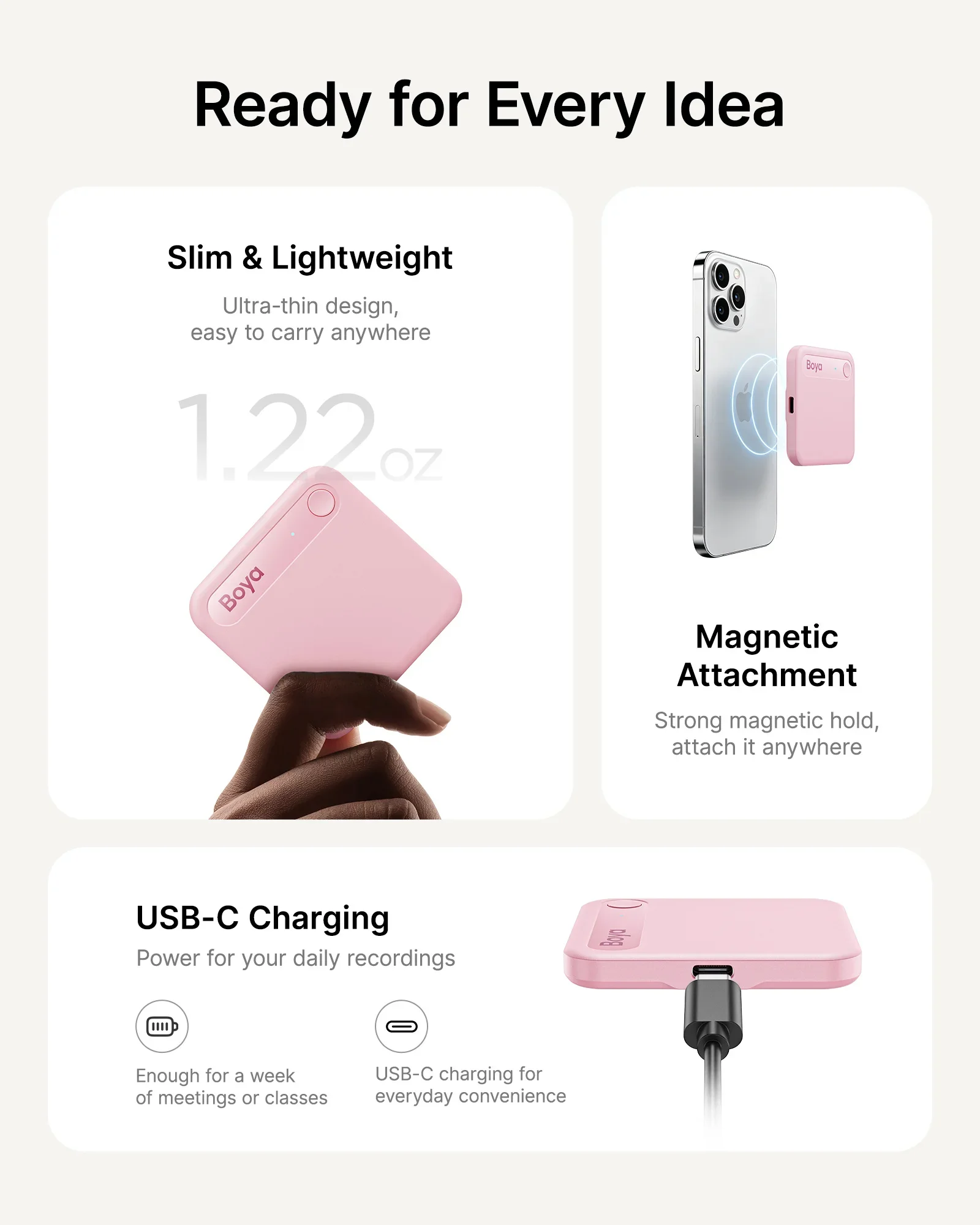 Boya Notra Neo Next-Gen AI Note Taker AI-powered Voice Recorder MagSafe, Transcription, Summarize, Meeting, Calls, Summary, App,