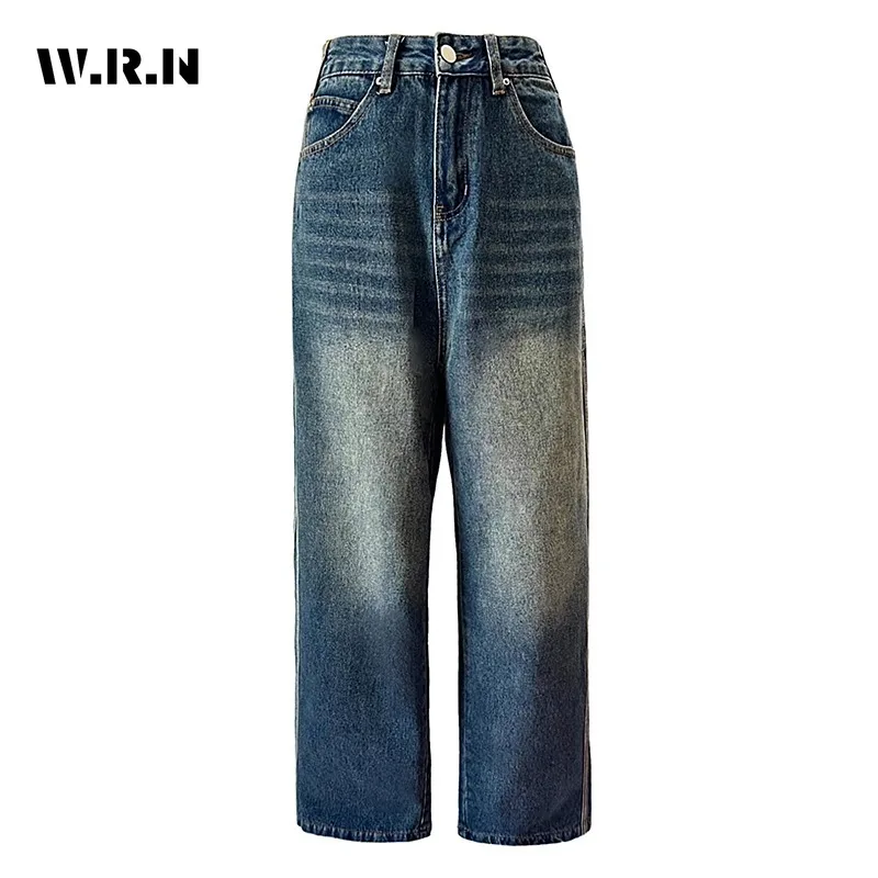 Imagem -05 - Jeans Harajuku Vintage Listrado de Cintura Alta Feminino Calça Larga Larga Larga Larga Calça Jeans Estilo Streetwear Larga Y2k Outono 2023