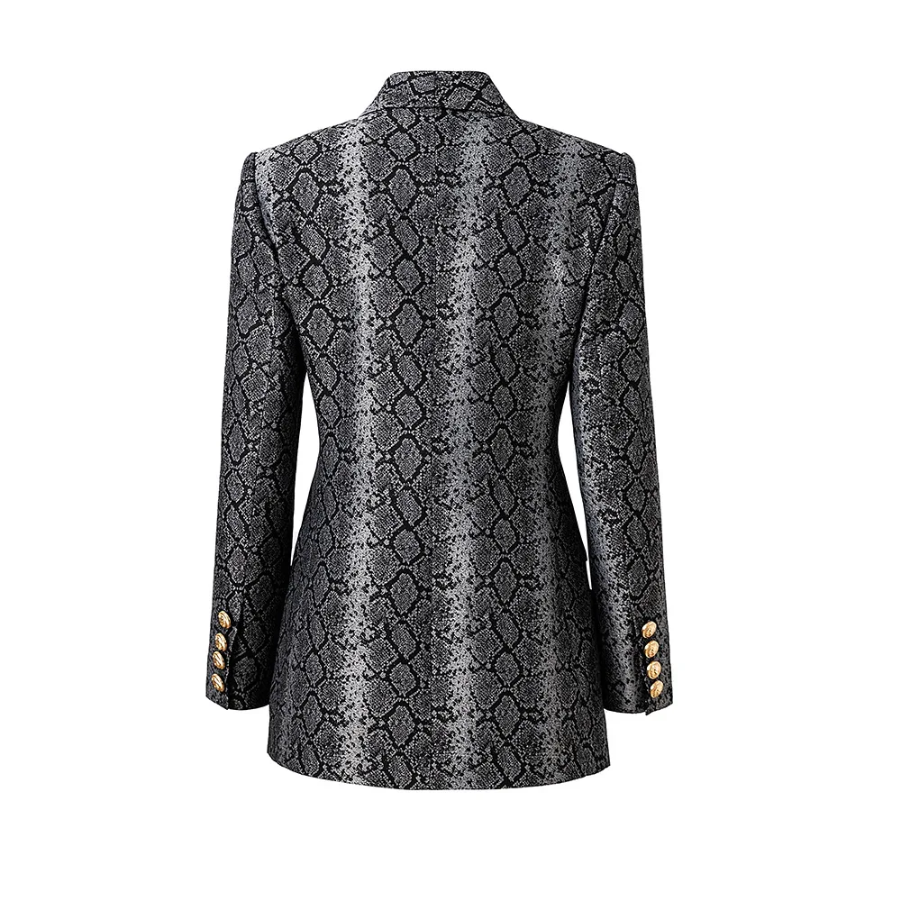 2024 Spring Fashion Designed Jacquard Animal Pattern Two Buttons Women Office Slim Fitted Blazer