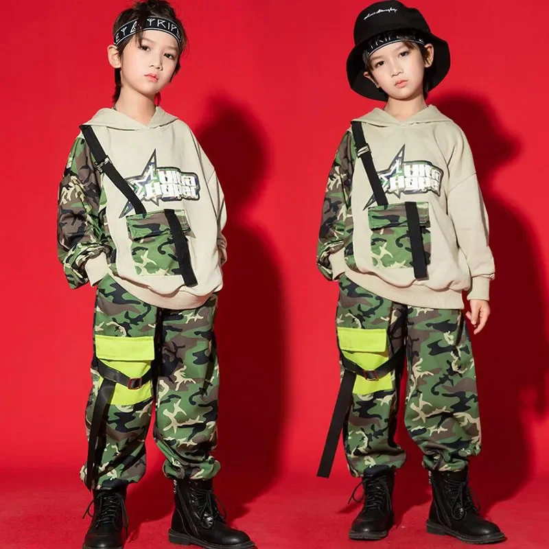 Sweat Pants for Girl Boy Jazz Dance Costume Clothes Kids Hip Hop Clothing  Camo Sweatshirt Streetwear Outfits Casual Jogger