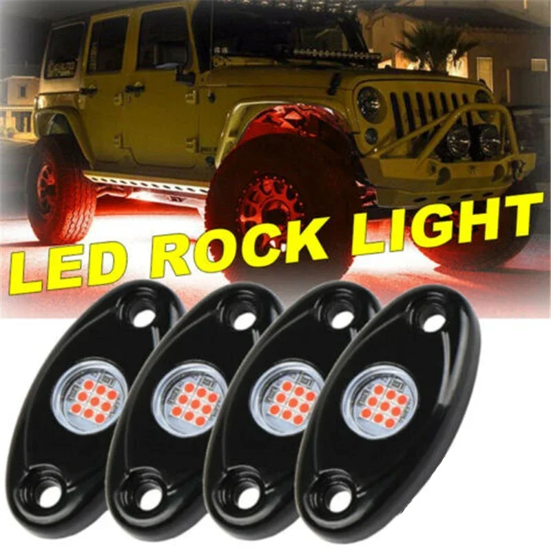 4/8 Pcs LED Rock Lights Multicolor Decorative Atmosphere Hub Lamp For Jeep Offroad Truck UTV RZR Wheel Light Red Blue Green