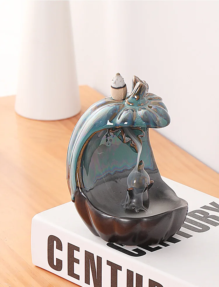 Ceramic European American Statue Backflow Incense Burner, Creative Beauty Elephant Backflow Incense Pedestal Fragrance Diffuser