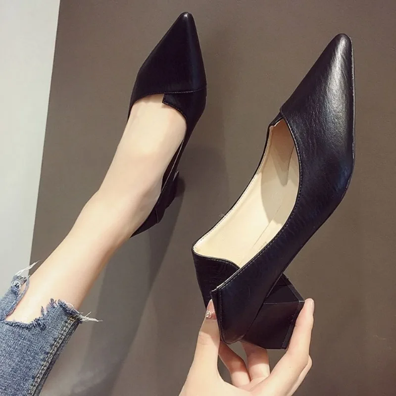 2025 Summer New Pointed Mid Heel Women's Single Shoes Women's Fashion High Heel Shallow Mouth Women's Shoes