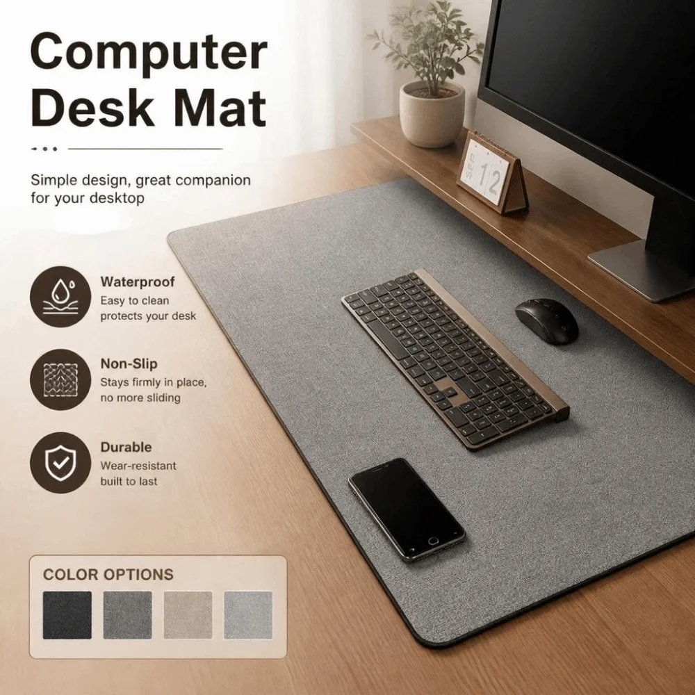 Cotton Linen Texture Waterproof Computer Desk Mat Non-Slip Large Mouse Pad Minimalist Durable Office Desk Pad Gaming