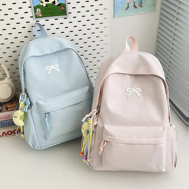 Japanese Style Simple Pure Color Small Backpack Lightweight School Bag for Junior And High School Students Versatile Double S...