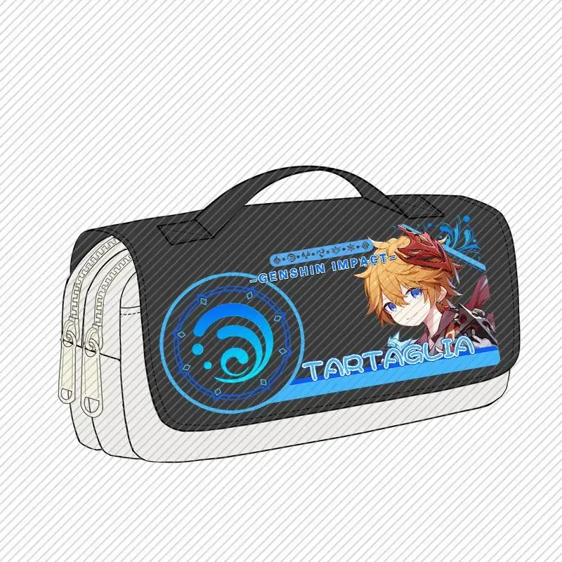 Genshin Impact Canvas Case para Estudantes, Yae Miko, Dual Layer, Animated Pencil Bag, 3.5