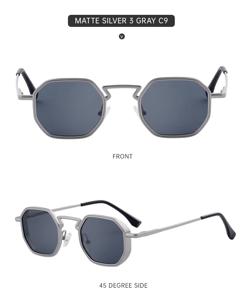 Kleine Rahmen Hexason Steampunk Sonnenbrille Männer 2025, Luxus Marke Vintage Punk Brillen Klassische Polygon Metall Sonnenbrille Männlich UV400 – Detail 21