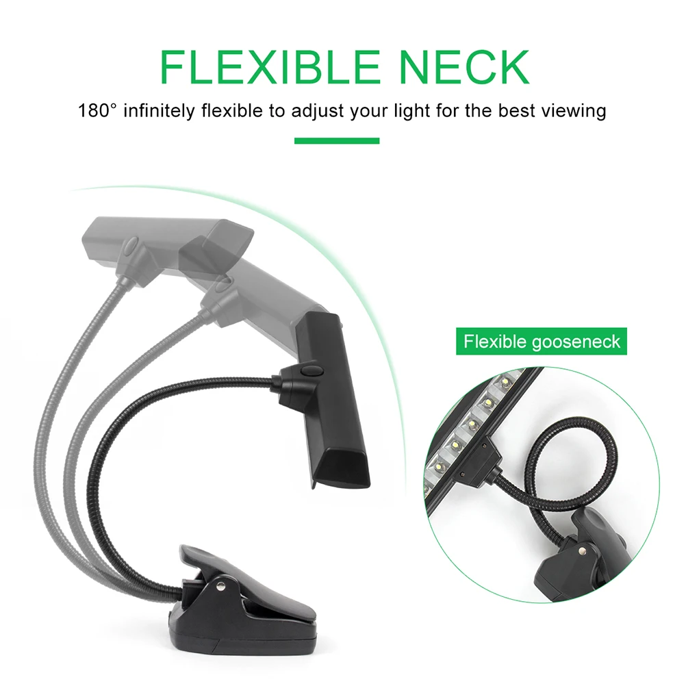 

9 LEDs Eye Protection Lamp Flexible Clip Booklight Piano Reading Triangle Playing Music