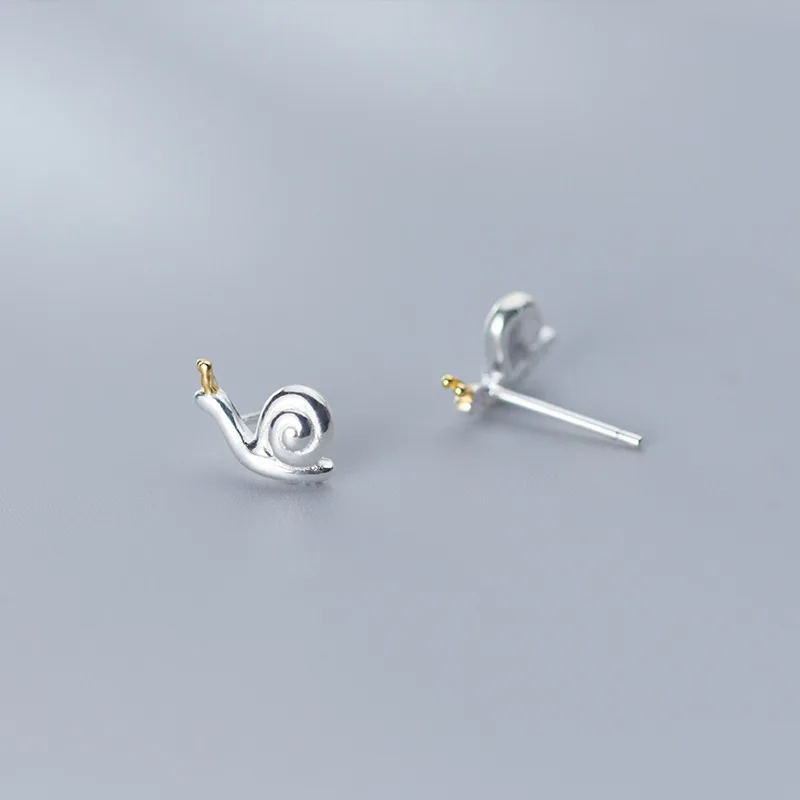 RYJU 925 Sterling Silver Cute Snail Mini Studs Earrings for Women Fashion Enthusiasts Daily Wear Dates Jewelry Accessories Gifts