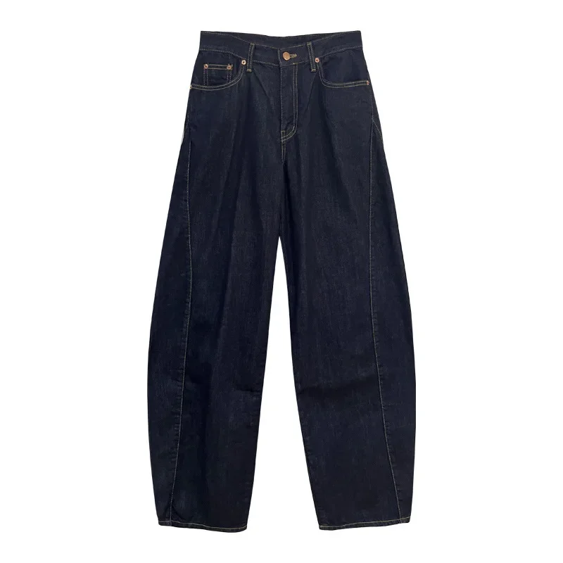 Jeans Women Wide Leg Pants Floor Length High Waist Washed Mom Distressed Pockets Streetwear 2025 Vintage Denim Loose Trousers