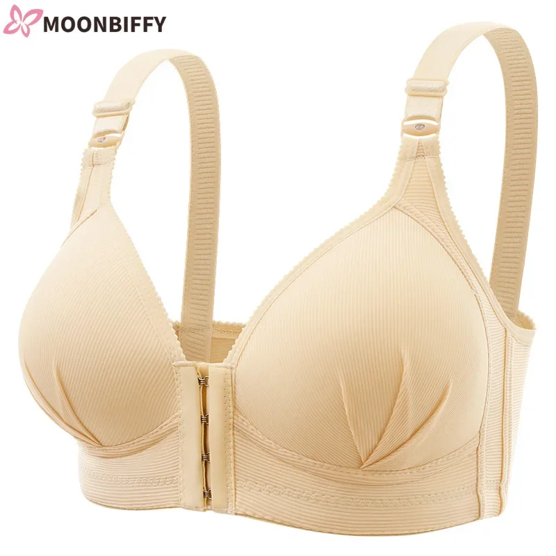 Ladies Bra Thin Large Size Front Button Sexy Beautiful Back No Steel Ring Underwear Comfortable Gather Women Underwear BC Cup