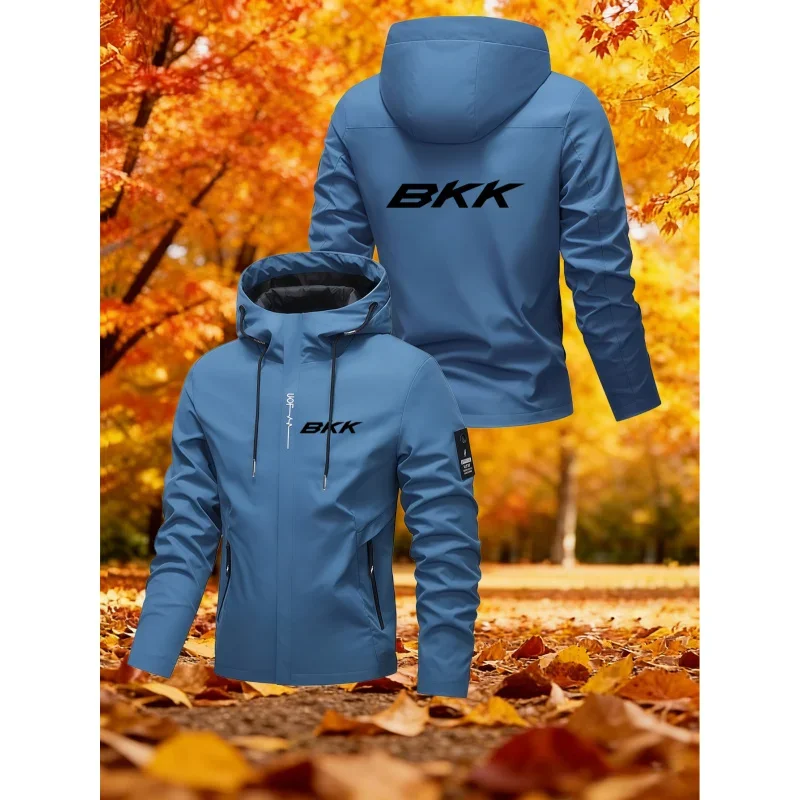 New Men'S Hooded Jacket BKK Large Letter Print Hooded Jacket Suitable For Hiking And Mountain Climbing、Fishing And Camping