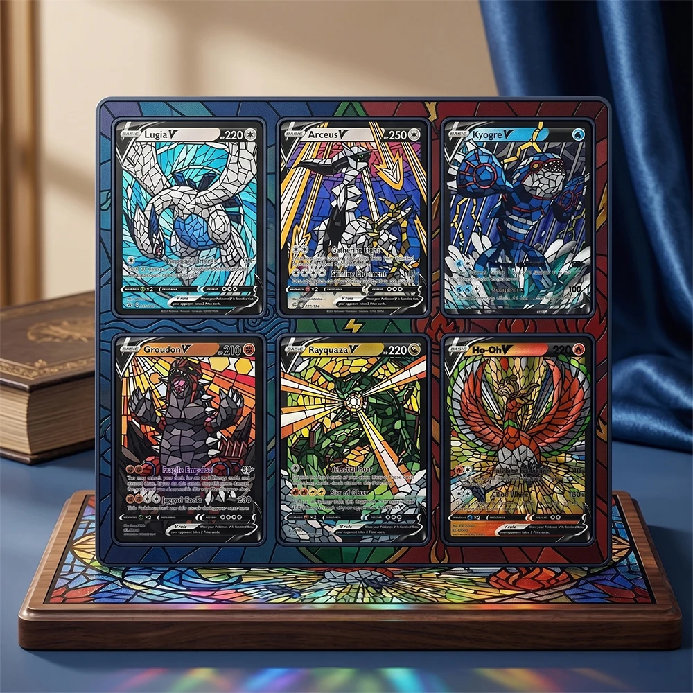 6Pcs/set Lugia Arceus Kyogre Groudon Ho-Oh Anime DIY Proxy PTCG Collection Card Color Coarse Foil Card Trading Card Hobbyist
