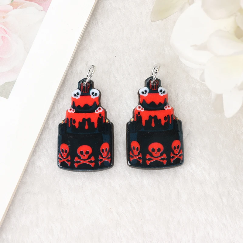 8 قطعة هالوين دموي Brithday السحر الجمجمة كعكة بالون الفم Flatback الاكريليك مجوهرات النتائج للمجوهرات لتقوم بها بنفسك