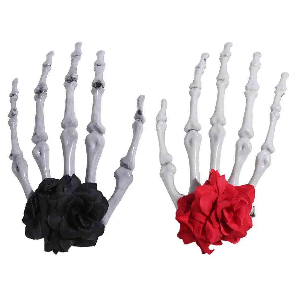 

Тканевая заколка для волос с когтями призрака, цветок, поставка для косплея, скелет, рука, роза, шпилька, скелет, аксессуары для волос, головные уборы на Хэллоуин