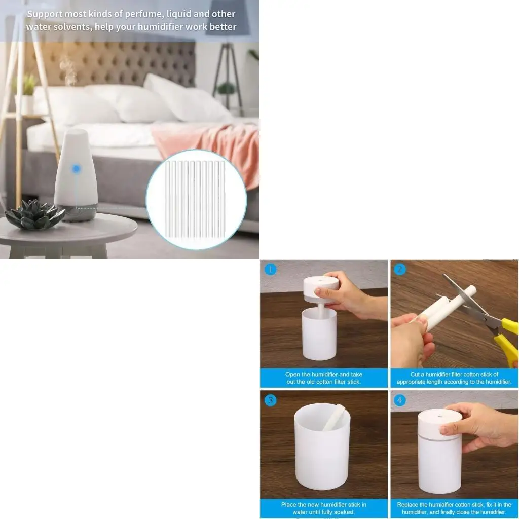 F92F 40 Pieces Humidifier Replacement Cotton Filters Practical Absorbent Cotton Refills for USB Powered Portable Humidifiers