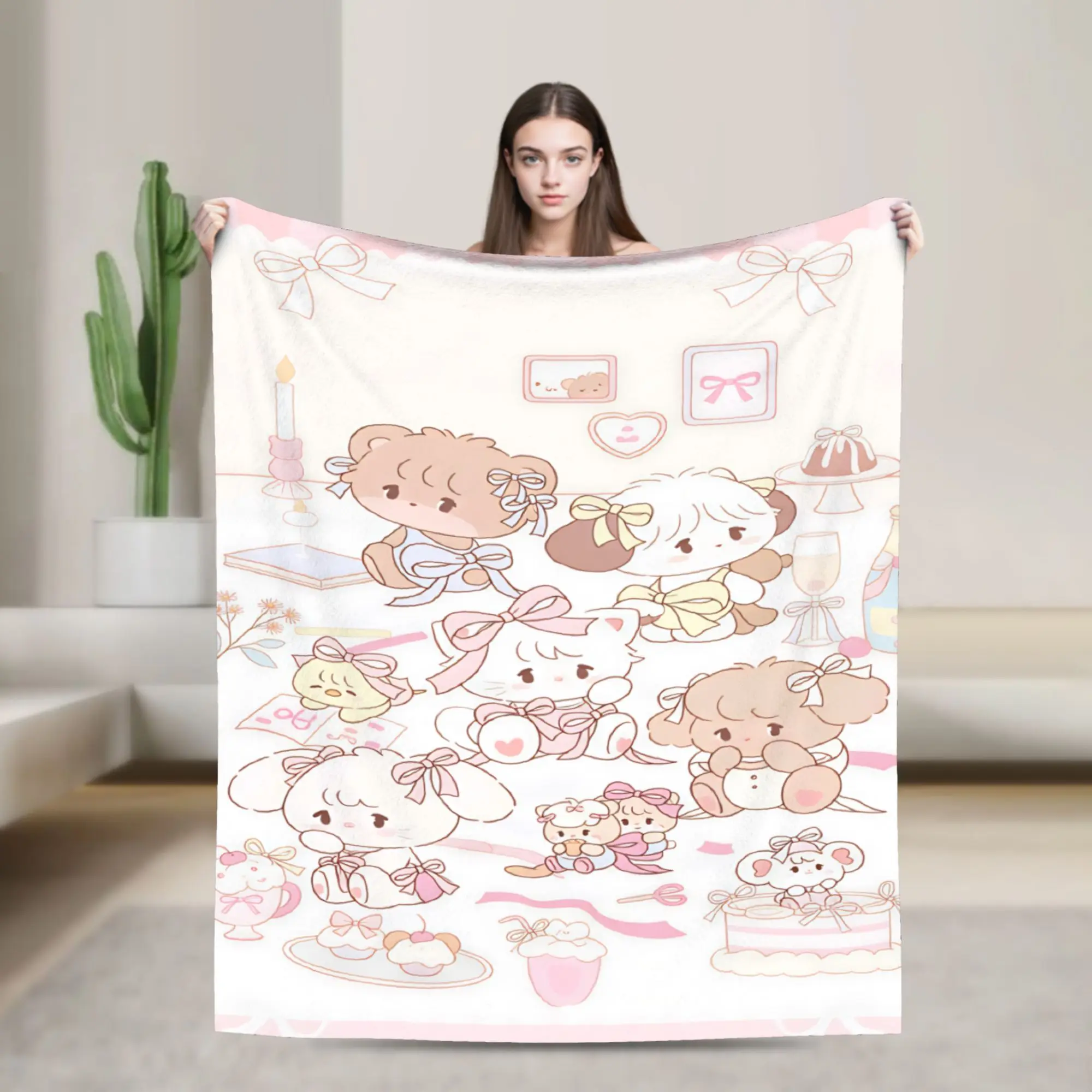 Mikkos Mousses Blanket Quality Super Warm  Throw Blanket Winter Camping Couch Chair Sofa Bed Funny Bedspread