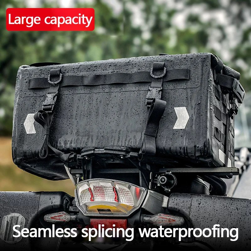 Motorcycle Bag, 37L Large Capacity Waterproof Trunk, Motorcycle Travel Backpack, Handbag, Rear Seat Trunk For Riding