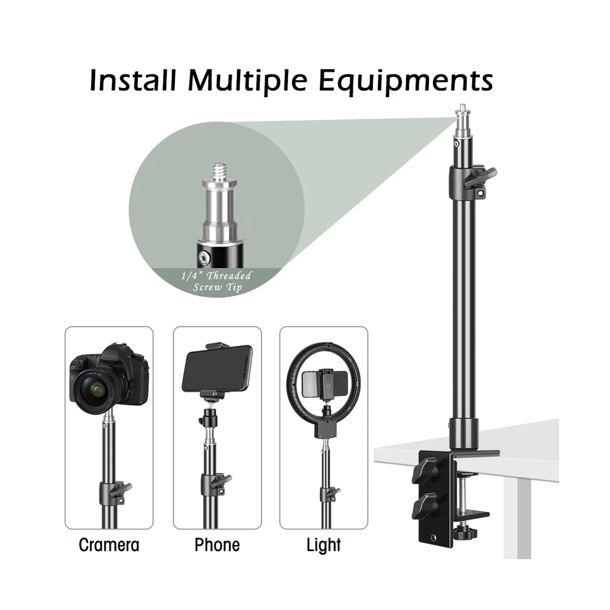 カメラデスクマウントC三脚クランプデスクマウントライトスタンド付き