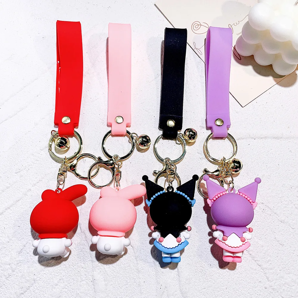 Cartoon Kuromi Keychain Doll Ornaments Kawaii Kt Pvc Soft Rubber Child Bag Car Key Ring Chain Pendant Accessories Gift