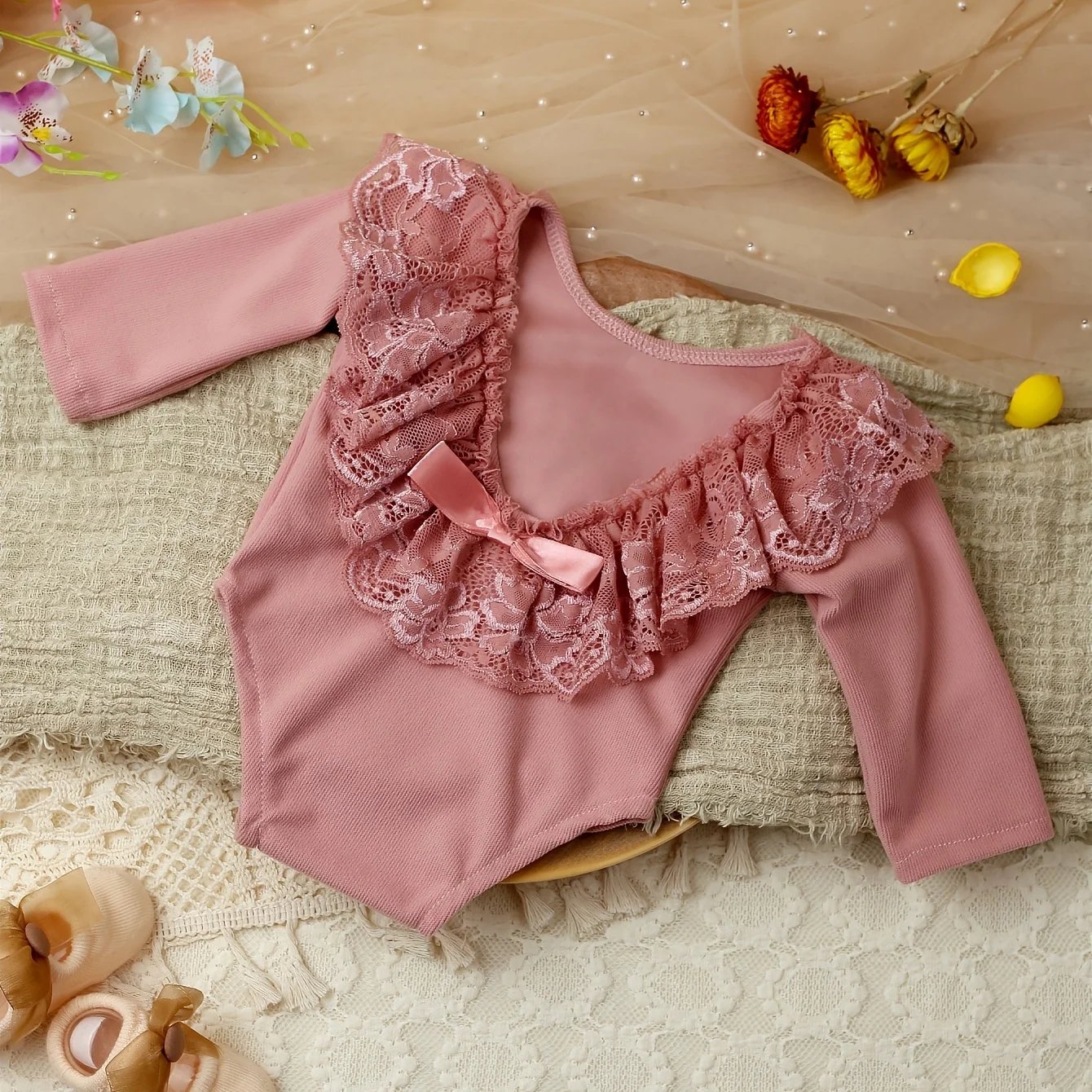 Ylsteed Newborn Lace Romper Baby Girl Photography Props Newborn Shooting Outfits